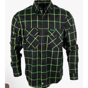 Demons Behind Me "The Lucky" black and green plaid flannel shirt $55 XL NWT